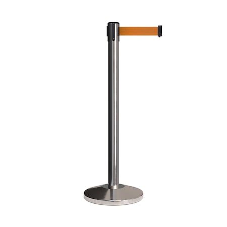 Montour Line Stanchion Belt Barrier Pol.Steel Post 13ft. Orange Belt ES400-PS-OR-130